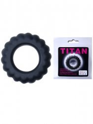 Эрекционное кольцо Titan с крупным рельефом – черный