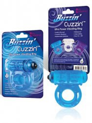 Мощное виброкольцо со стимуляцией клитора Buzzin Cuzzin – голубой
