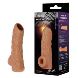 Реалистичная насадка на пенис с открытой головкой и подхватом мошонки, Kokos, размер M