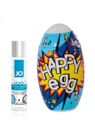 Мастурбатор в виде яйца Happy Eggs в ассортименте и Лубрикант на водной основе JO H2O Original – 30 мл