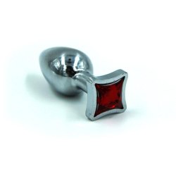 Набор из серебряной анальной пробки и четырех кристаллов в форме мастей (Small)