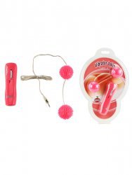 Вагинальные вибро-шарики с шипами Vibrator-balls с пультом управления – розовый