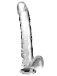 Прозрачный фаллоимитатор с мошонкой на присоске King Cock Clear 11