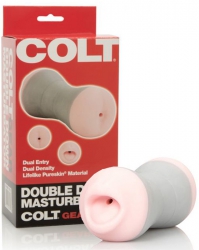 Двухсторонний мастурбатор ротик и анус Colt Double Down – розовый с серым