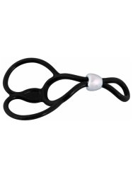 Эрекционное лассо Triple Ball- und Cockring, с подхватом мошонки, 13 см, силикон, черный
