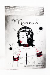 Кружевной набор ошейник и наручники TOYFA Marcus – красный