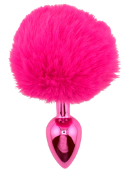 Розовая анальная пробка с заячьим хвостиком Small