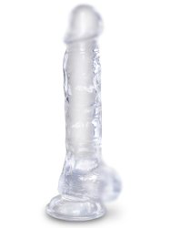 Прозрачный фаллоимитатор с мошонкой King Cock Clear 8