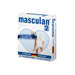 Презервативы Masculan 2 Ultra Особо тонкие, прозрачные с обильной смазкой 3 шт