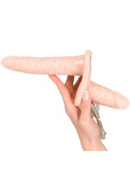 Реалистичный двойной вибрострапон Orion, 17 см и 9 см, силикон, телесный