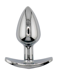 Серебряная анальная пробка для ношения с нежно-розовым кристаллом (Small)