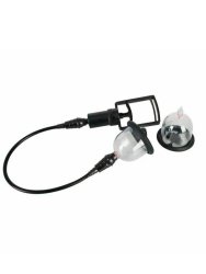 Вакуумная помпа для сосков Orion Bad Kitty Vibrating Nipple Cups, диаметр 5,7 см, силикон, черный с прозрачным