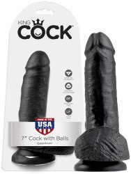 Фаллоимитатор-реалистик с мошонкой 7 Cock with Balls на присоске – черный