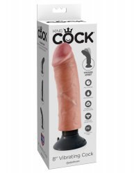 Гибкий вибратор-реалистик 8 Vibrating Cock с присоской – телесный