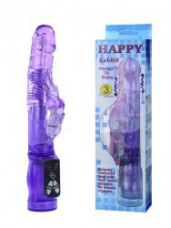 Вибратор-ротатор двойного действия Happy Rabbit с волнообразными движениями – фиолетовый