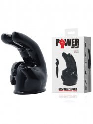 Насадка на вибромассажер Power Head Double Finger в виде 2-х стимулирующих пальцев  – черный