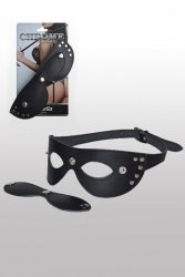 Кожаная маска с шорами Sitabella Chrome Collection – черный с серебристым