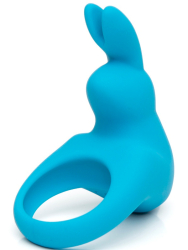 Эрекционное виброкольцо Happy Rabbit, 12 режимов, с ушками, синее