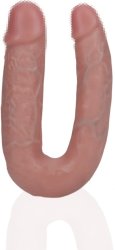 Реалистичный двусторонний фаллоимитатор в виде подковы Shots Toys U Shaped Double Dildo, с набухшими венами, ПВХ, 12,7 см х 3,2 см