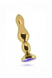 Золотая анальная пробка с сапфировым кристаллом Gold Plug - Purple Sapphire