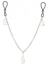 Зажимы на соски Chain Jewelry - Crystal на цепочке с подвесками – прозрачный