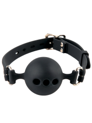 Кляп с отверстиями для дыхания Silicone Breathable Ball Gag, диаметр 3,8 см, силикон, черный