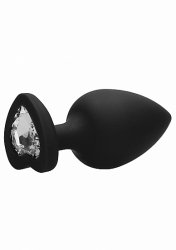 Анальная пробка из силикона Diamond Heart Butt Plug - Extra Large - Black