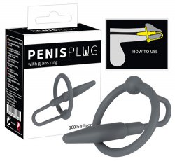 Стимулятор для уретры с кольцом для головки Penis Plug - серый