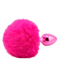 Розовая анальная пробка с заячьим хвостиком Small