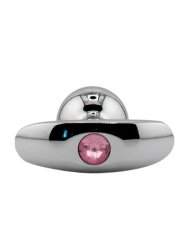 Серебряная анальная пробка для ношения с нежно-розовым кристаллом (Small)