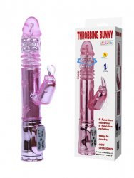 Перезаряжаемый хай-тек вибромассажер с ротацией и стимуляцией клитора Throbbing Bunny – розовый