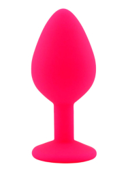 Средняя силиконовая анальная пробка Kanikule Medium с кристаллом – розовый