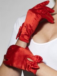 Короткие атласные перчатки с бантиками Леди (Fever) – красный