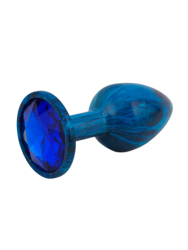 Анальная пробка Kanikule, с ограничителем в форме кристалла, размер S, синяя
