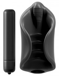 Вибромастурбатор Vibrating Silicone Stimulator со стимулятором уздечки - черный