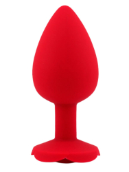 Силиконовая анальная пробка Kanikule Red Rose с ограничителем в форме розочки, 10 см х 4,5 см, красный, Large