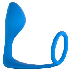 Мужской анальный стимулятор с кольцом на пенис Button Anal Plug Blue 4216-03Lola