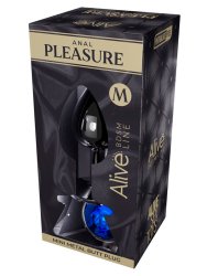 Металлическая анальная пробка Alive Mini Metal Butt, голубой кристалл, 8 см, диаметр 3,4 см, серебристый