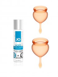 Набор менструальных чаш Satisfyer Feel secure Menstrual Cup (orange) и Лубрикант на водной основе JO H2O Original – 30 мл