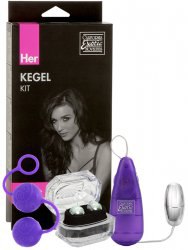 Набор вагинальных шариков Her Kegel Kit с вибропулей –  фиолетовый