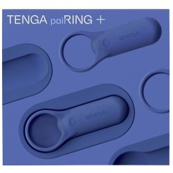 Эрекционное кольцо Tenga paiRING+ с усиленной вибрацией, индиго