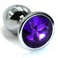 Средняя алюминиевая анальная пробка Kanikule Medium с кристаллом – серебристый с фиолетовым