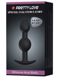Анальная втулка Pretty Love, со смещённым центром тяжести, 11 см, силикон, черный
