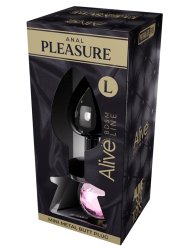 Металлическая анальная пробка Alive Mini Metal Butt, розовый кристалл, 9 см, диаметр 4,1 см, серебристый