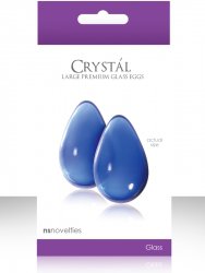 Вагинальные шарики большие из стекла Crystal Glass - Blue