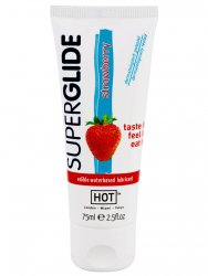 Съедобный лубрикант Super Glide Strawberry на водной основе - 75 мл