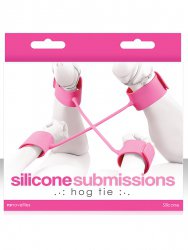Набор наножников и наручников Silicone Submissions Hog Tie Cuffs – розовый
