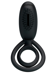 Эрекционное виброкольцо ESTHERЮ с клиторальной щеточкой, с подхватом мошонки, 10 см, черный