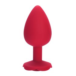 Силиконовая анальная пробка Kanikule Red Rose с ограничителем в форме розочки, 10 см х 4,5 см, красный, Large