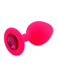 Средняя силиконовая анальная пробка Kanikule Medium с кристаллом – розовый